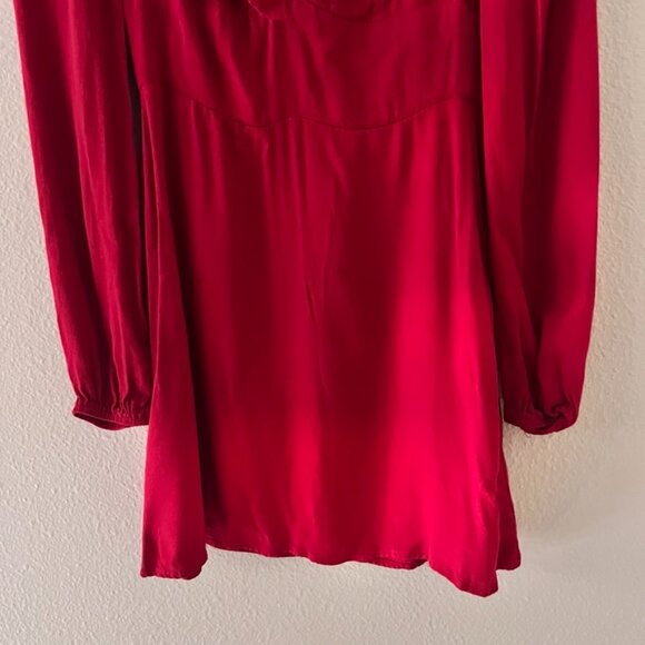Reformation Valentine Red Sweetheart Chest Tie Mini Dress US 2 - Picture 4 of 7
